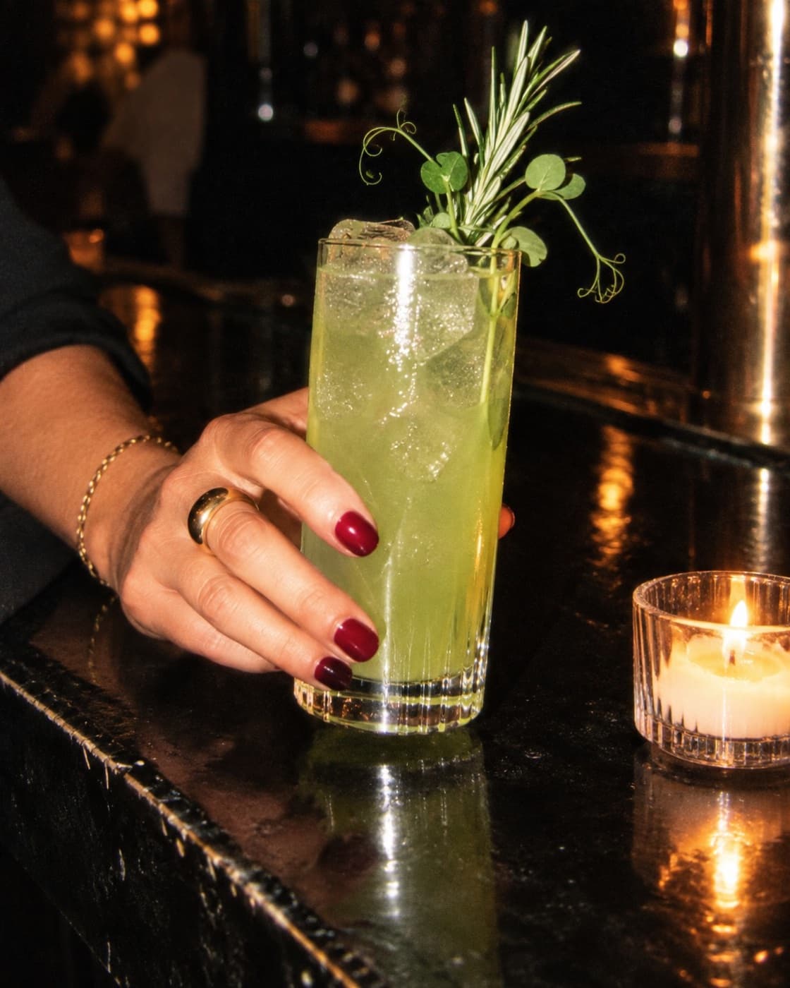 Zero-proof garden tonic, flash photo